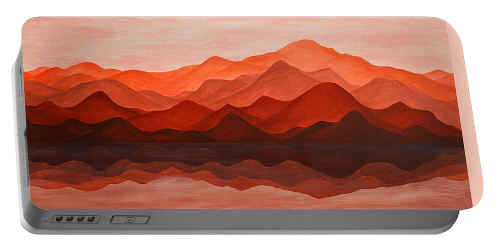 Mountains Portable Battery Charger featuring the painting Ode To Silence by Iryna Goodall