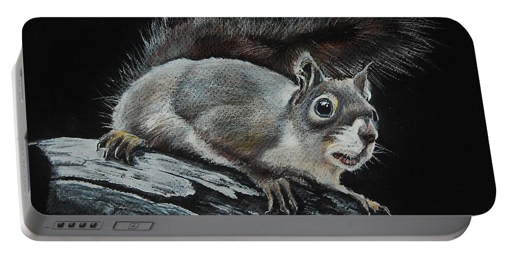 Squirrel Portable Battery Charger featuring the drawing Oh Nuts by Jean Cormier