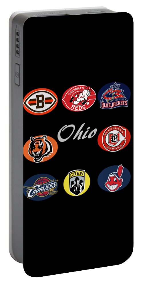 Ohio Portable Battery Charger featuring the digital art Ohio Professional Sport Teams Collage by Movie Poster Prints
