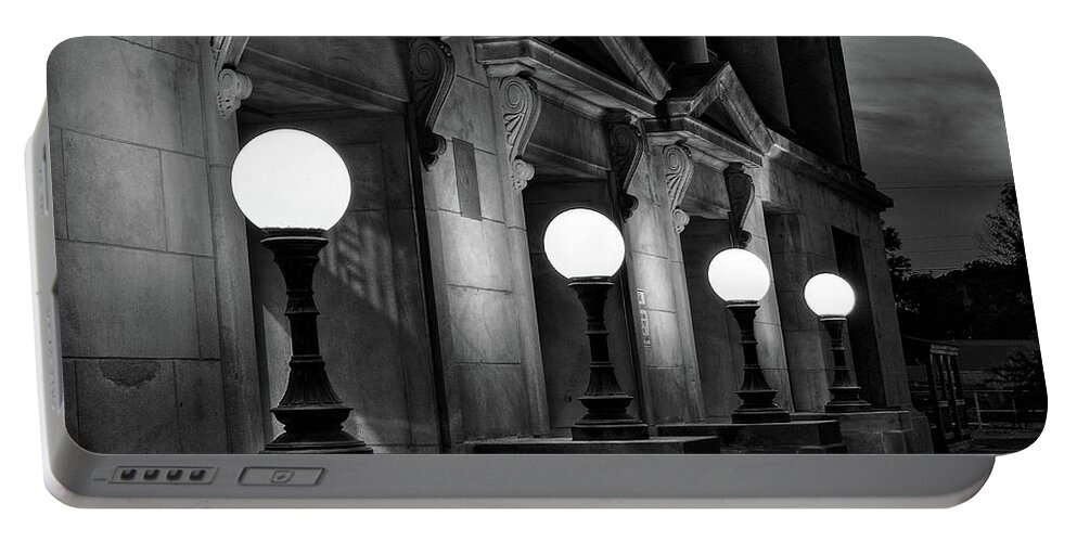 Lamp Portable Battery Charger featuring the photograph OK Courthouse by Daniel Koglin
