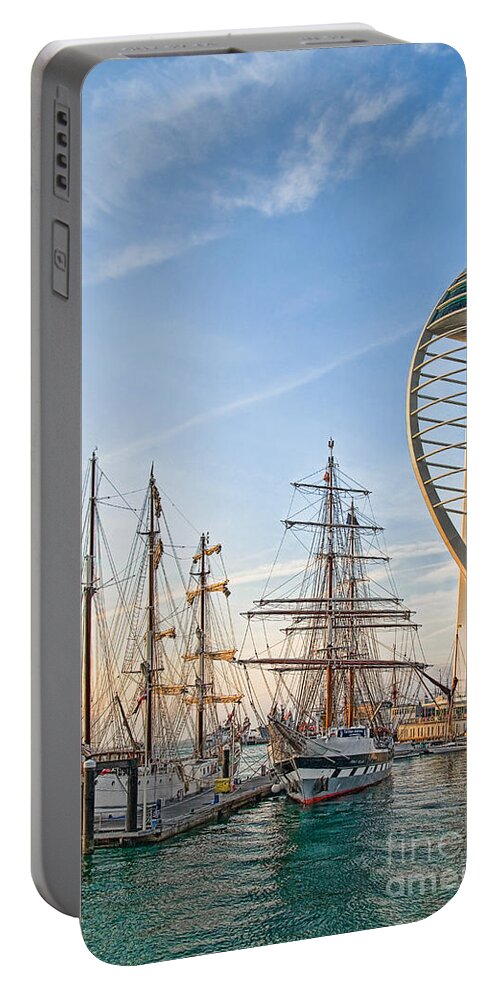 Gunwharf Quays Portable Battery Charger featuring the photograph Old and New at Gunwharf Quays by Ann Garrett