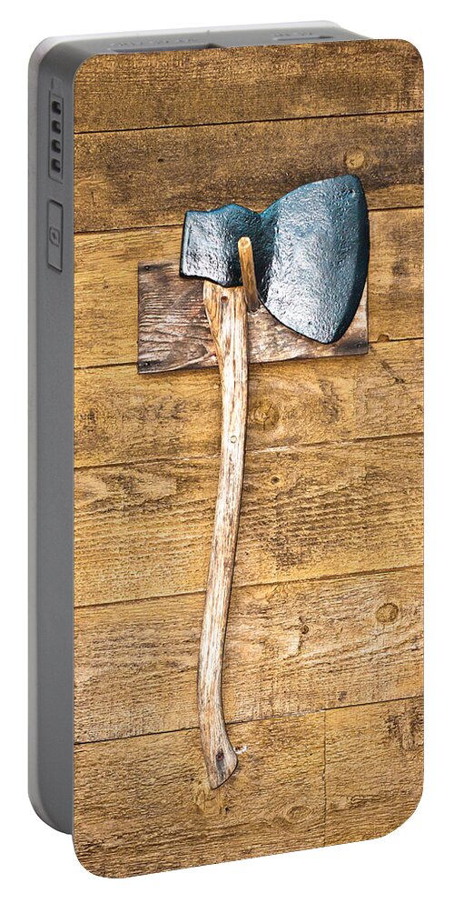 Antique Portable Battery Charger featuring the photograph Old axe by Tom Gowanlock