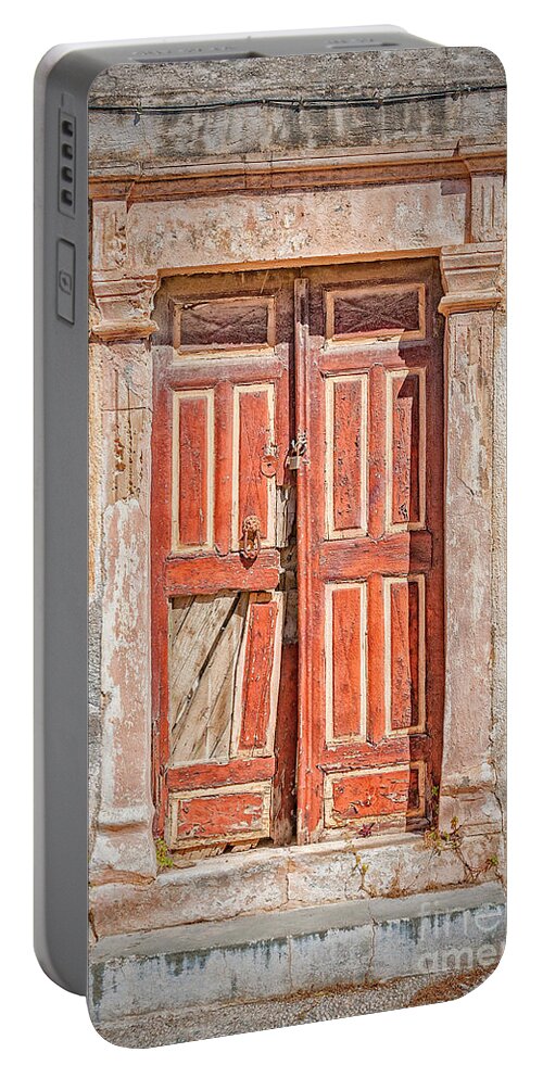 Old Portable Battery Charger featuring the photograph Old Brown Door by Antony McAulay