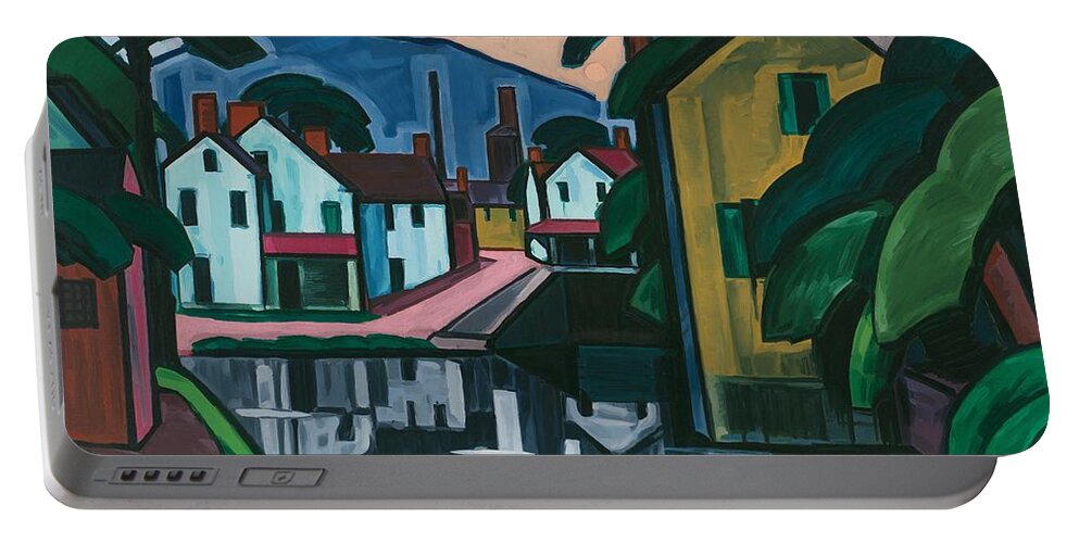Old Canal Port By Oscar Bluemner Portable Battery Charger featuring the painting Old Canal Port by Oscar Bluemner, 1914 by Celestial Images