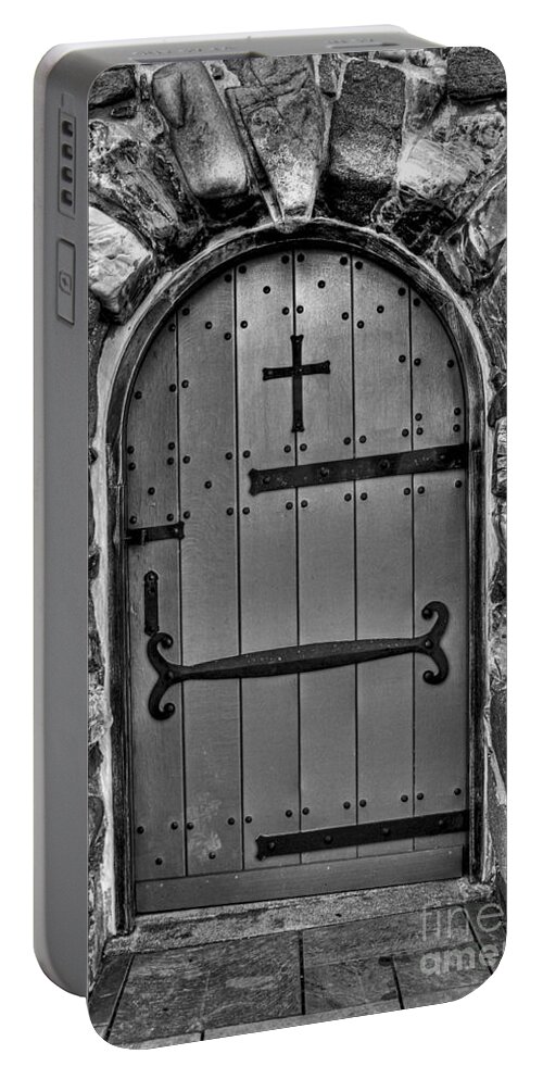 Church Door Portable Battery Charger featuring the photograph Old Church Door by Alana Ranney