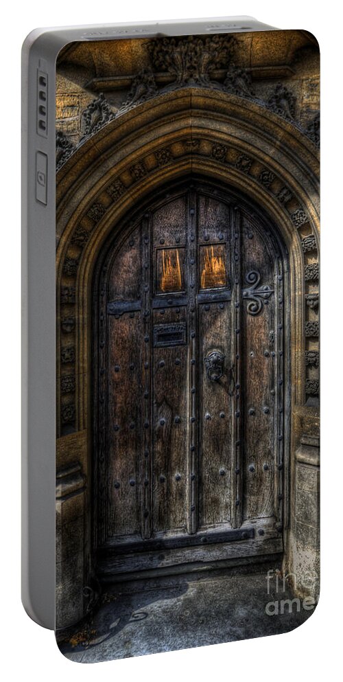 Yhun Suarez Portable Battery Charger featuring the photograph Old College Door - Oxford by Yhun Suarez