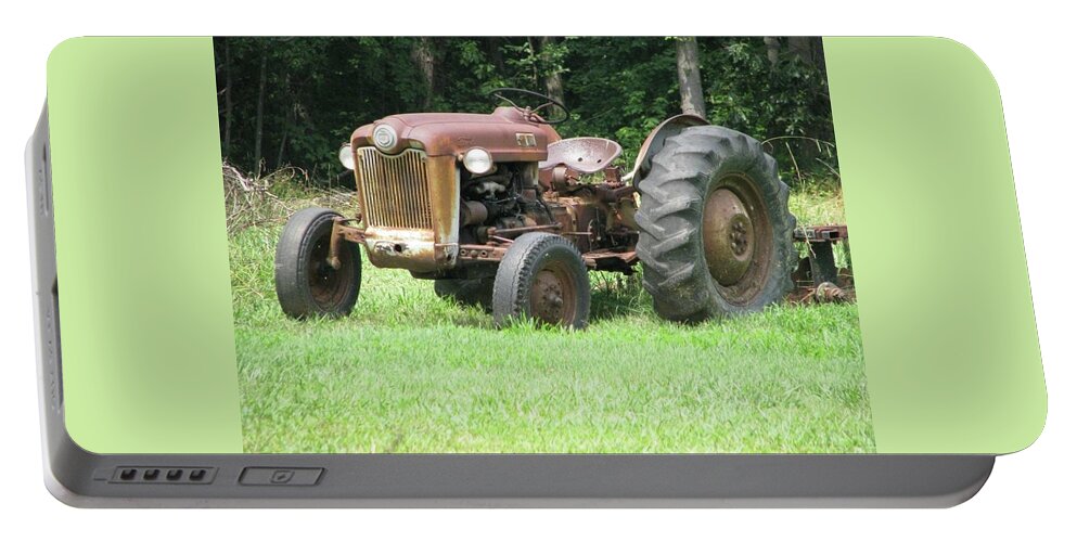 Tractor Portable Battery Charger featuring the photograph Old Ford Tractor by Ali Baucom