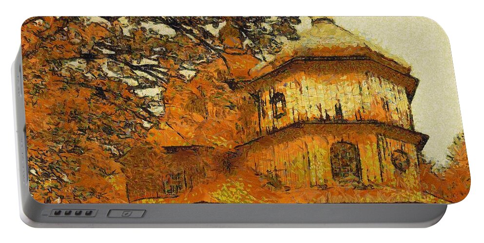 Poland Portable Battery Charger featuring the painting Old Greek Orthodox Church in Poland by Maciek Froncisz