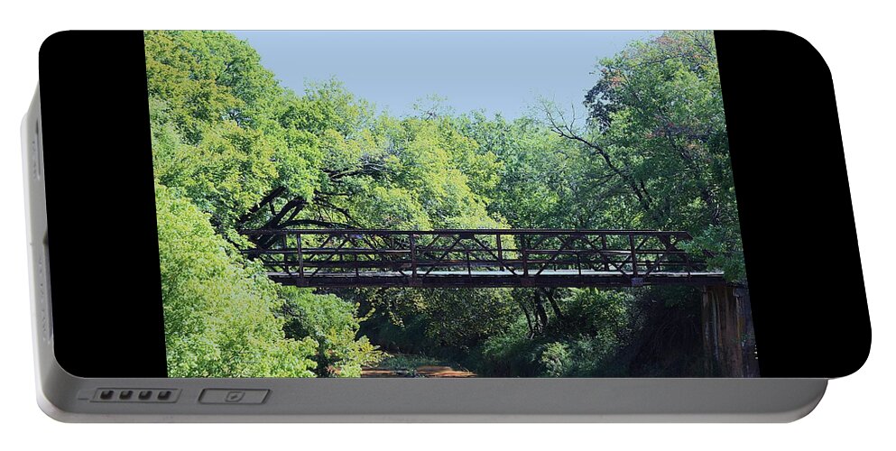 Oklahoma Portable Battery Charger featuring the photograph Old Iron Bridge over Caddo Creek by Sheila Brown