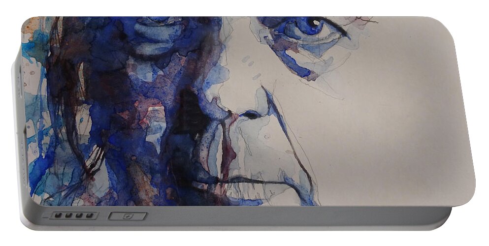 Neil Young Portable Battery Charger featuring the painting Old Man - Neil Young by Paul Lovering