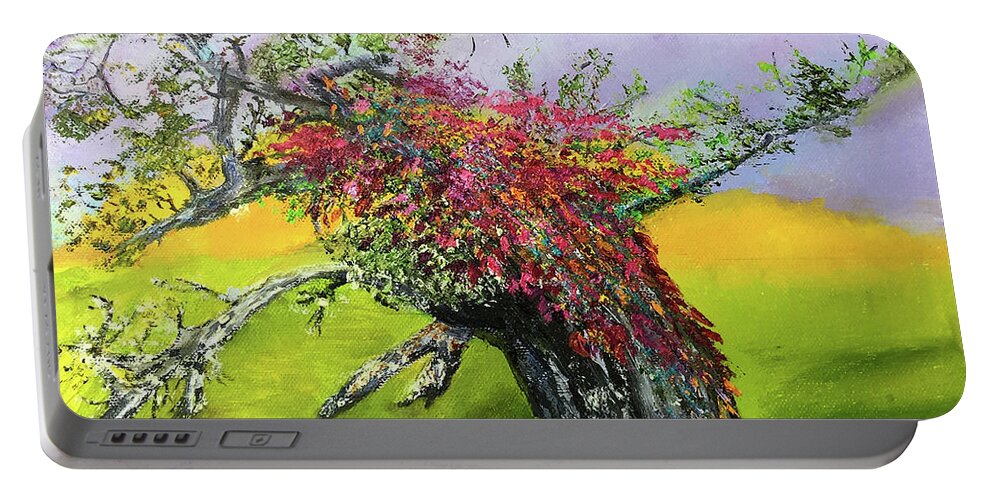 Impressionist Portable Battery Charger featuring the painting Old Nantucket Tree by Terry R MacDonald