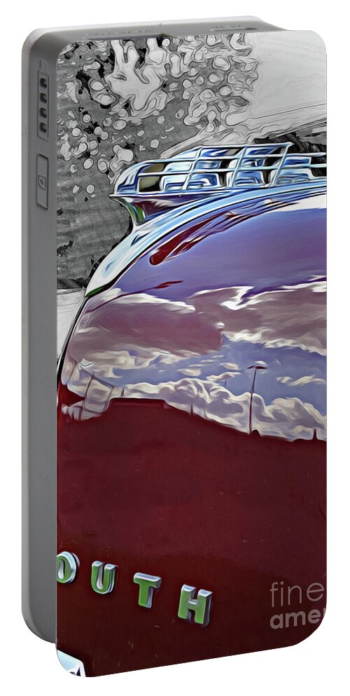 Cars Portable Battery Charger featuring the photograph Old Plymouth Hood and Ornament by Randy Harris
