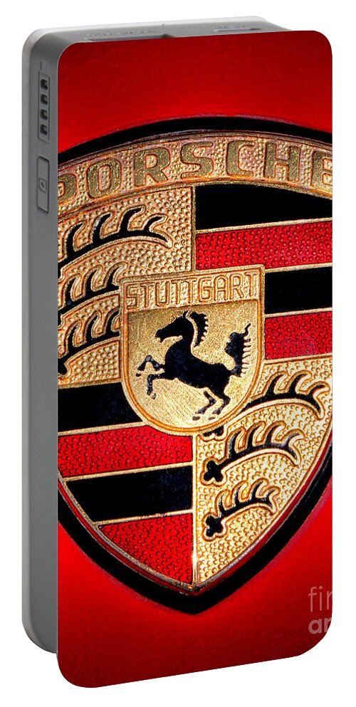 Porsche Portable Battery Charger featuring the photograph Old Porsche Badge by Olivier Le Queinec