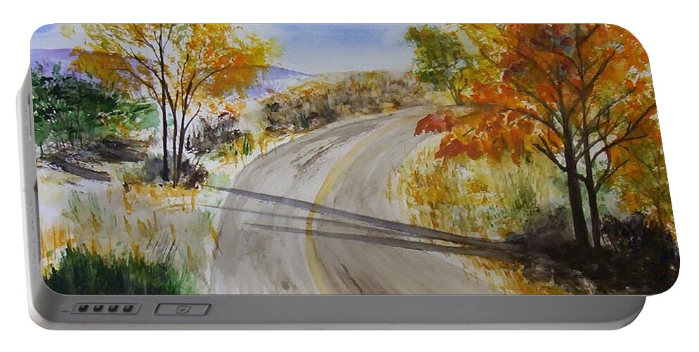 Fall Portable Battery Charger featuring the painting Old Road by Jamie Frier