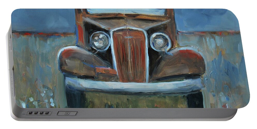 Old Car Portable Battery Charger featuring the painting Old Timer by Billie Colson