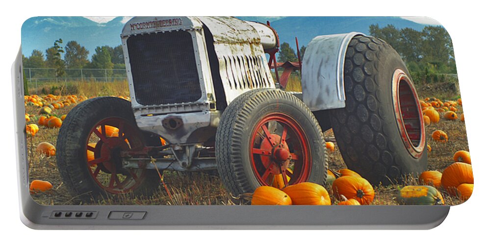 Tractors Portable Battery Charger featuring the photograph Old Tractor in the Pumpkin Patch by Randy Harris