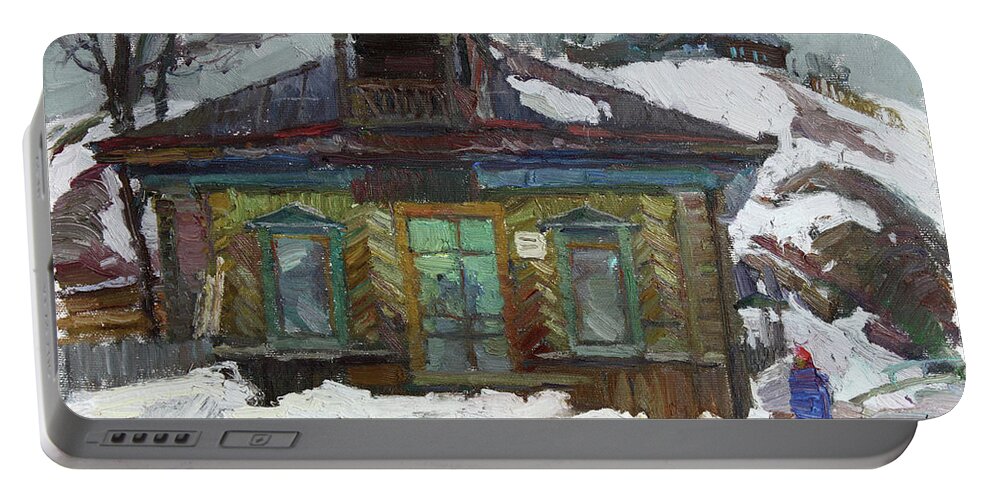 Kin Portable Battery Charger featuring the painting Old trading house by Juliya Zhukova