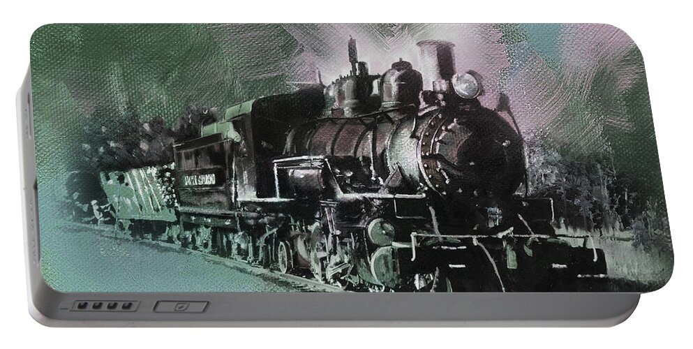 Trains Portable Battery Charger featuring the painting Old Train on a track by Gull G