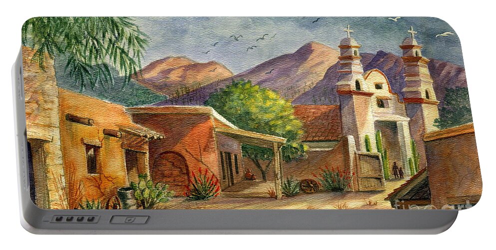 Old Tucson Movie Studios Portable Battery Charger featuring the painting Old Tucson by Marilyn Smith