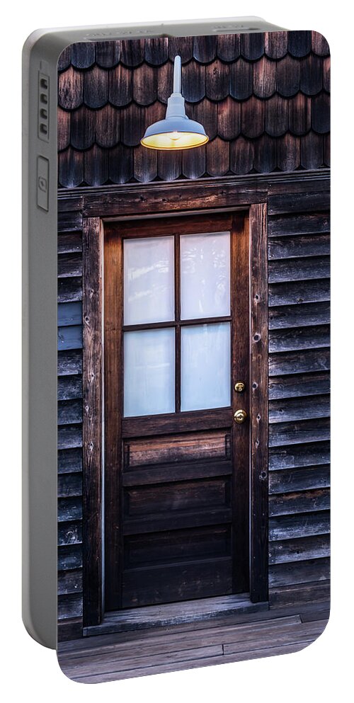 Terry D Photography Portable Battery Charger featuring the photograph Old Wood Door and Light by Terry DeLuco