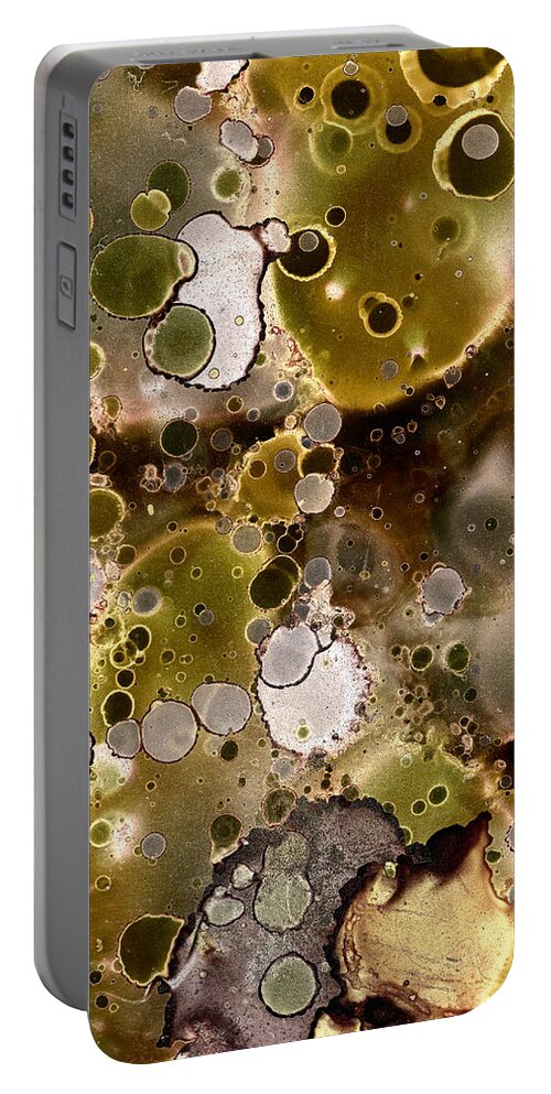Olive Abstract Portable Battery Charger featuring the painting Olive Metal Abstract by Patricia Lintner