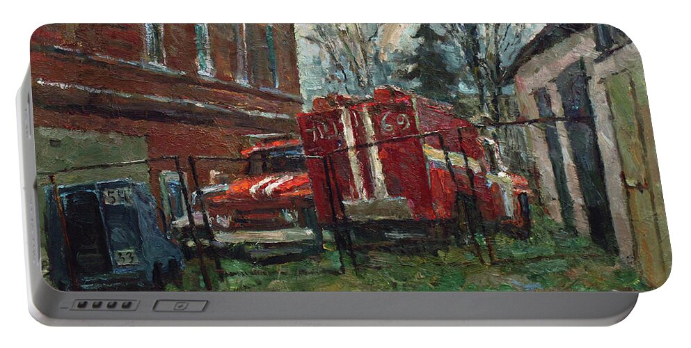 Plein Air Portable Battery Charger featuring the painting On a rest by Juliya Zhukova