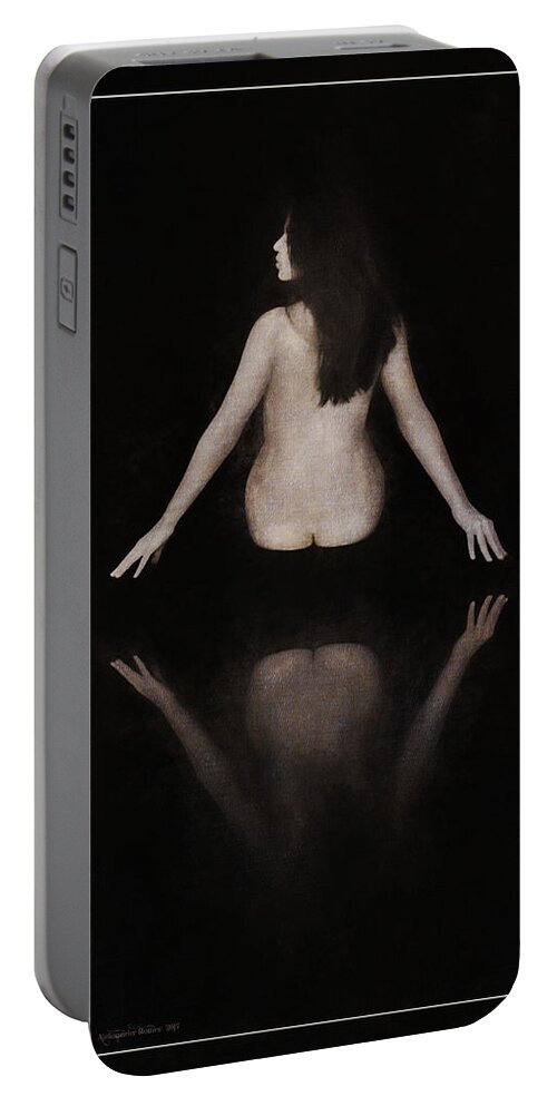 Nude Portable Battery Charger featuring the photograph On the Edge of the Black Pool by Aleksander Rotner
