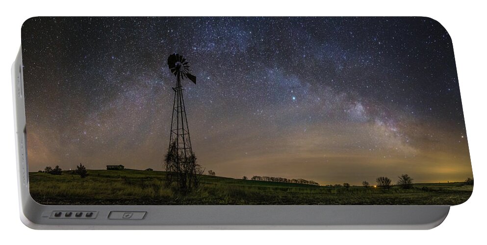Windmill Portable Battery Charger featuring the photograph On The Farm by Aaron J Groen