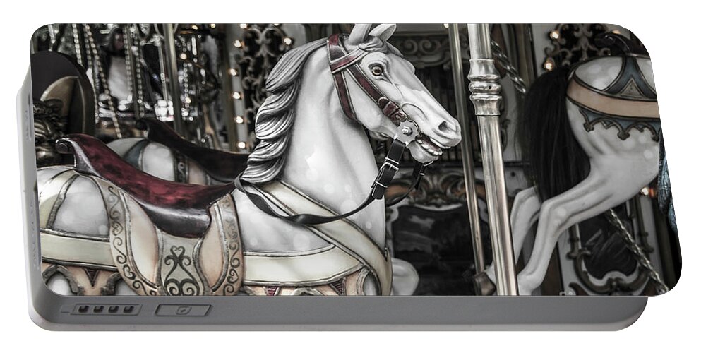 Carousel Portable Battery Charger featuring the photograph On the Merry go Round by Adriana Zoon