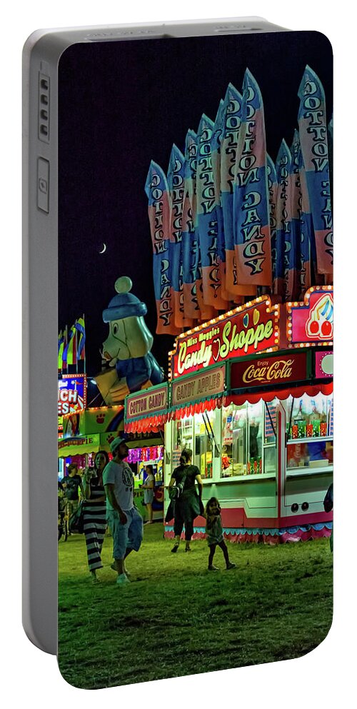 Bolton Portable Battery Charger featuring the photograph On The Midway - Temptations Of The Night 3 by Steve Harrington