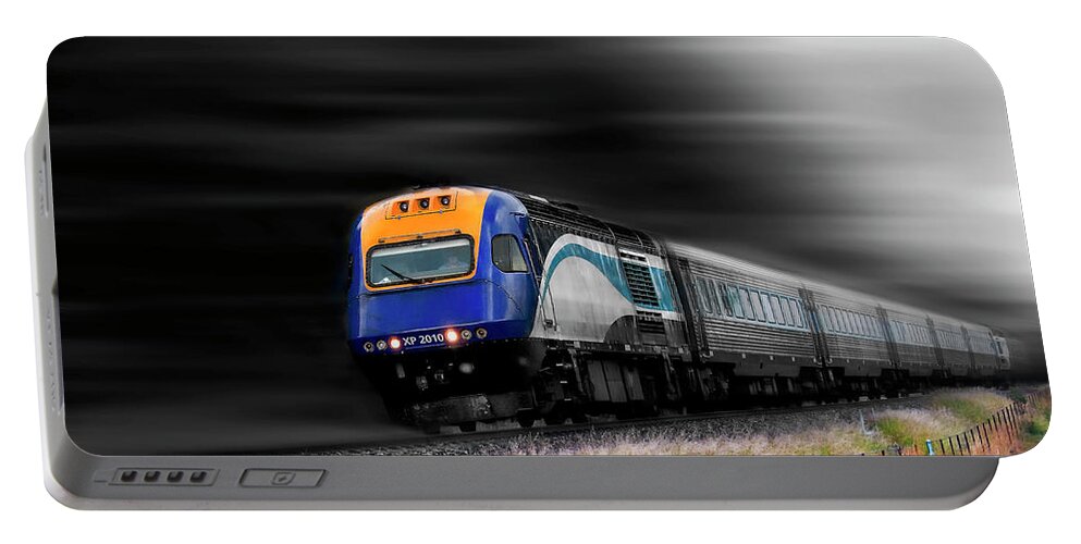 Trains Australia Portable Battery Charger featuring the digital art On the move 01 by Kevin Chippindall