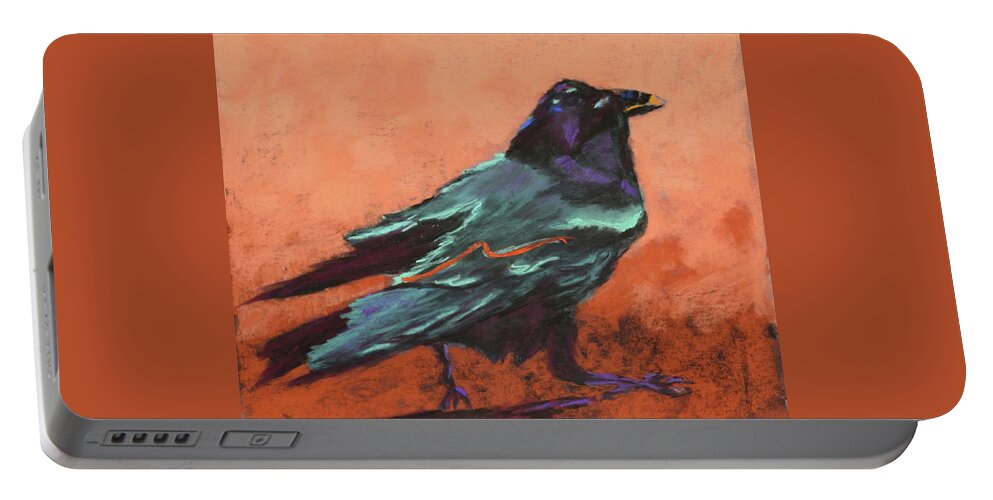 Crow Portable Battery Charger featuring the painting On the Move by Nancy Jolley