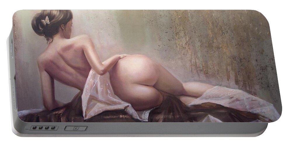 Art Portable Battery Charger featuring the painting On the podium by Sergey Ignatenko