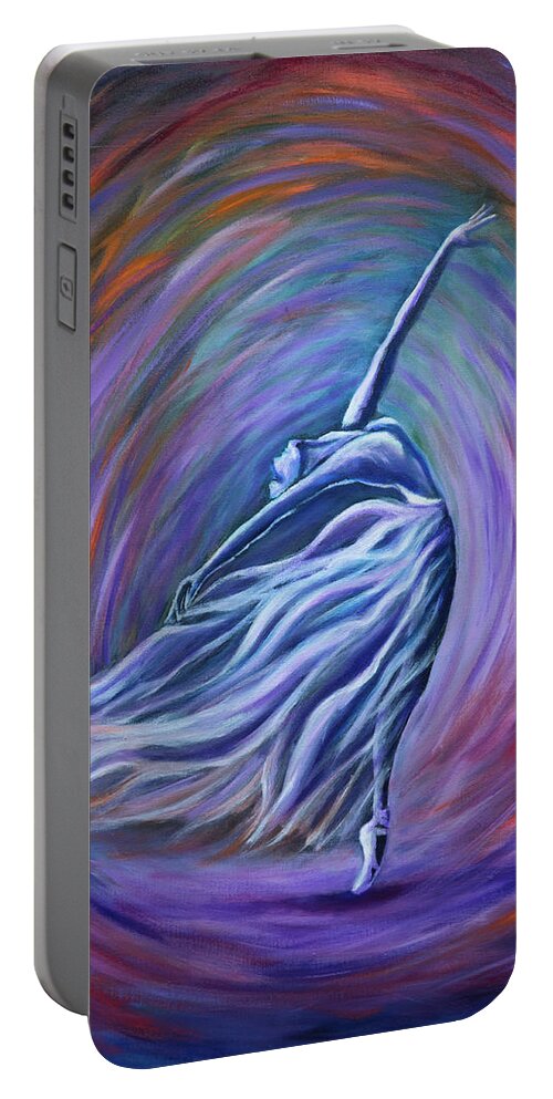 Ballerina Portable Battery Charger featuring the painting On the point by Lilia D