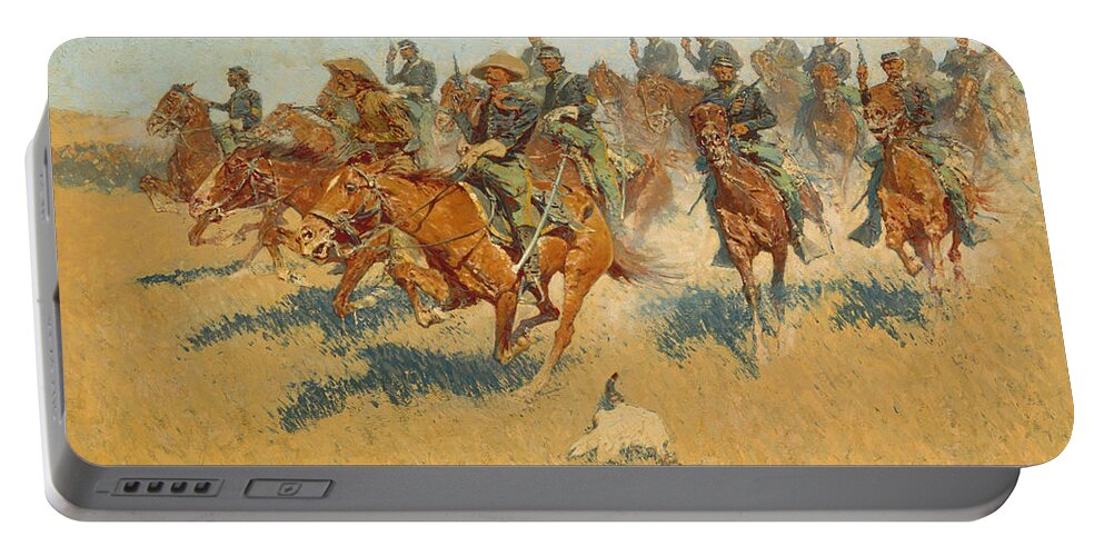 Frederic Remington Portable Battery Charger featuring the painting On the Southern Plains by Frederic Remington