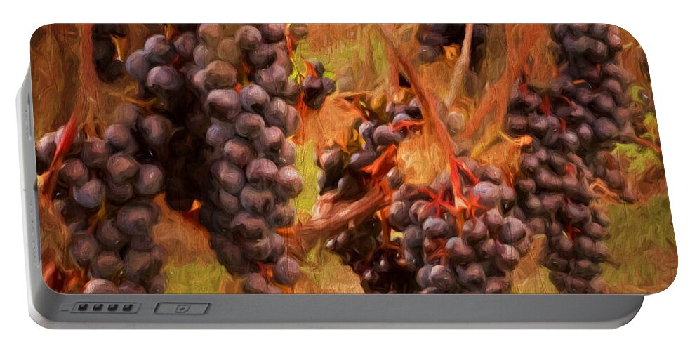 Grapes Portable Battery Charger featuring the photograph On the Vine by Susan Rissi Tregoning