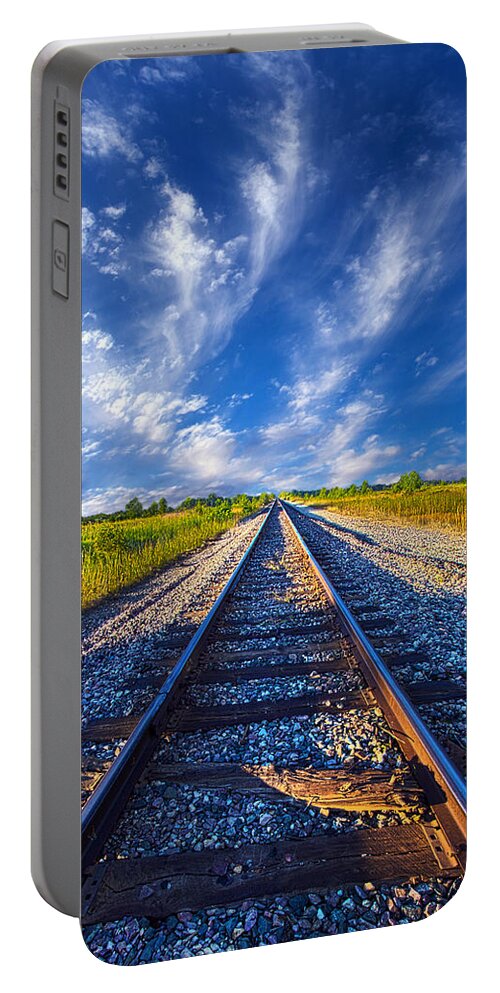 Train Portable Battery Charger featuring the photograph On The Way by Phil Koch