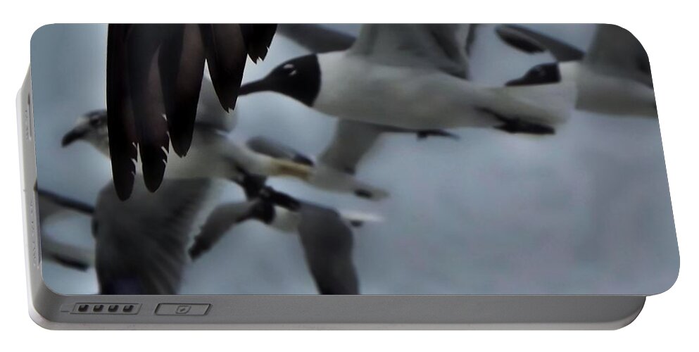 Seagull Portable Battery Charger featuring the photograph On the Wing by Stoney Lawrentz