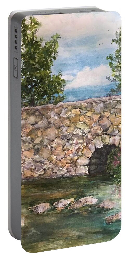 Stone Portable Battery Charger featuring the painting Once Upon a Storybook by Cheryl Wallace