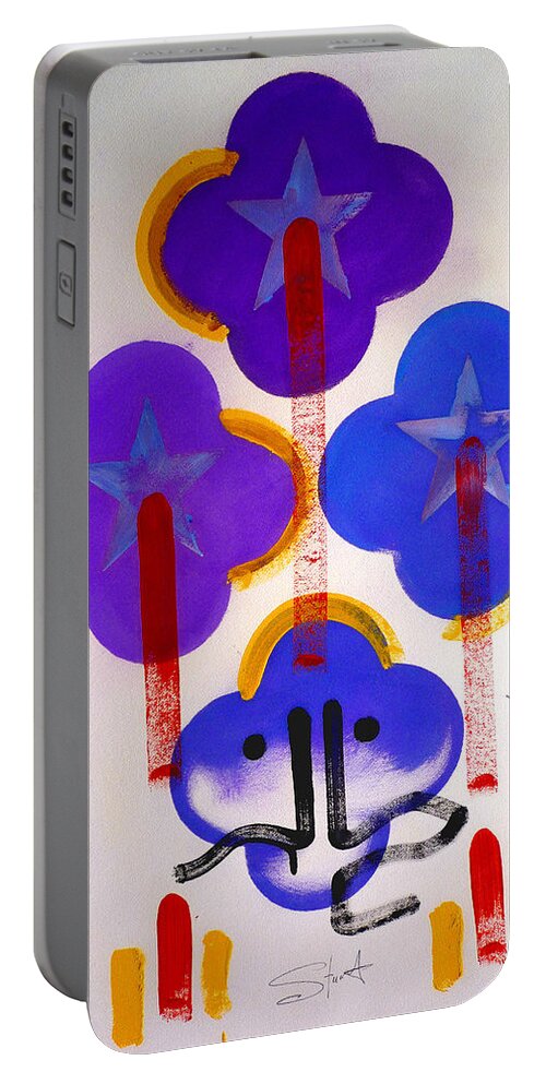 Drawing Portable Battery Charger featuring the painting Once Upon-a-time In The Woods by Charles Stuart
