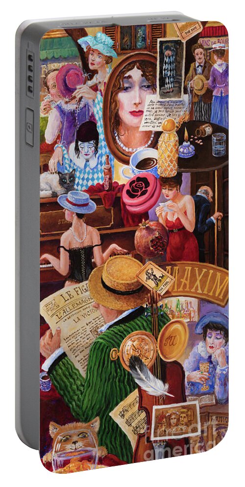 Fine Art Portable Battery Charger featuring the painting One Day in Paris by Igor Postash