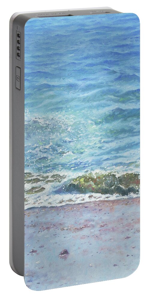 Waves Portable Battery Charger featuring the painting One Wave by Martin Davey