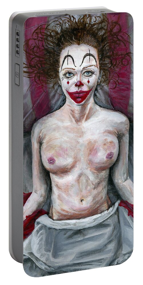 Clown Portable Battery Charger featuring the painting Only Resting by Matthew Mezo