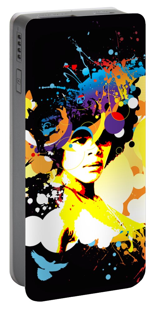 Nostalgic Seduction Portable Battery Charger featuring the mixed media Nostalgic Seduction - Onxy Doves - Bespattered by Chris Andruskiewicz