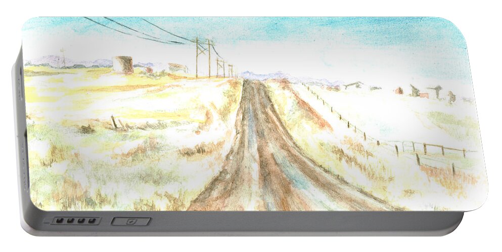 Road Portable Battery Charger featuring the painting Country Road by Andrew Gillette