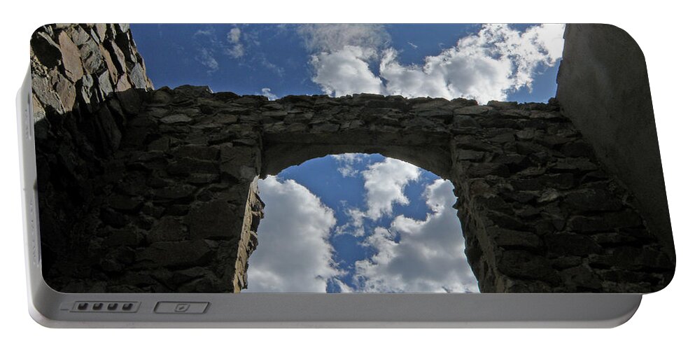 Old House Mining Colorado Sky Clouds Rocky Mountains Spacious Simple Zen Portable Battery Charger featuring the photograph Open to the sky by George Tuffy