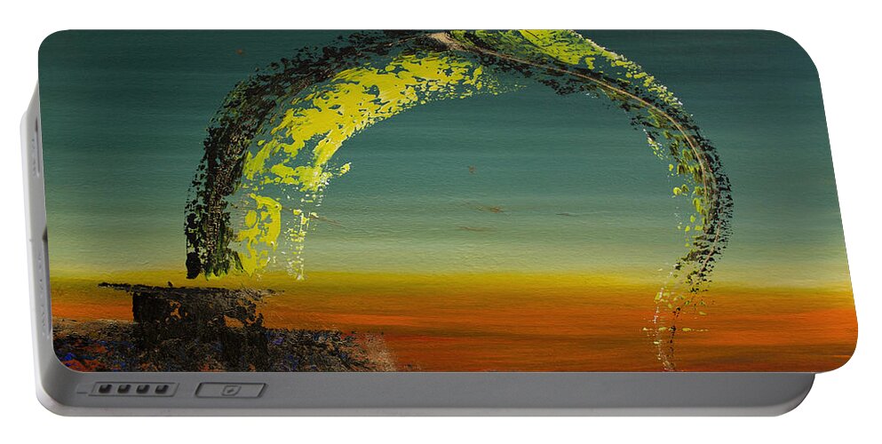 Derek Kaplan Art Portable Battery Charger featuring the painting Opt.13.16 Arizona Sunset by Derek Kaplan