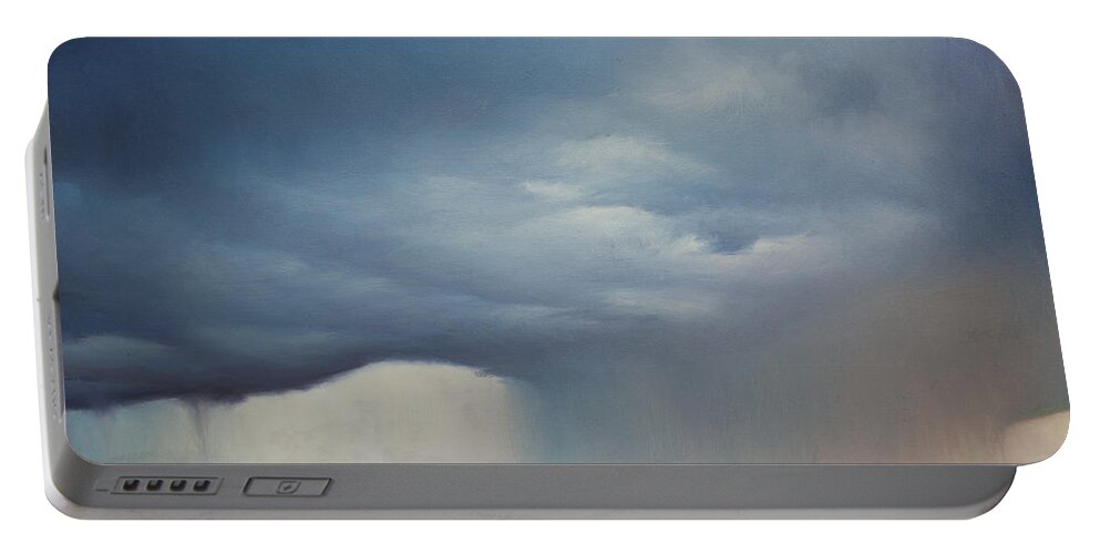 Derek Kaplan Art Portable Battery Charger featuring the painting Opt.31.17 Storm by Derek Kaplan
