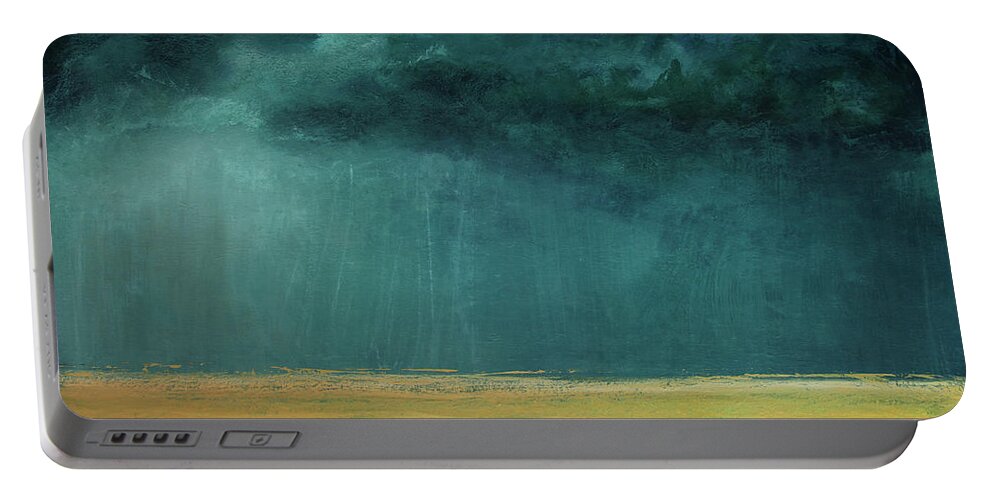 Derek Kaplan Art Portable Battery Charger featuring the painting Opt.41.16 Storm by Derek Kaplan