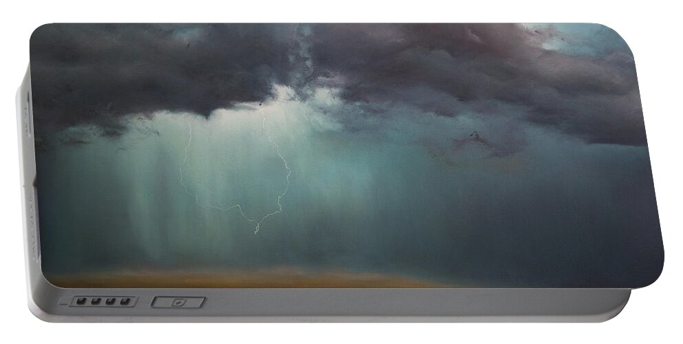 Derek Kaplan Art Portable Battery Charger featuring the painting Opt.61.16 Storm by Derek Kaplan